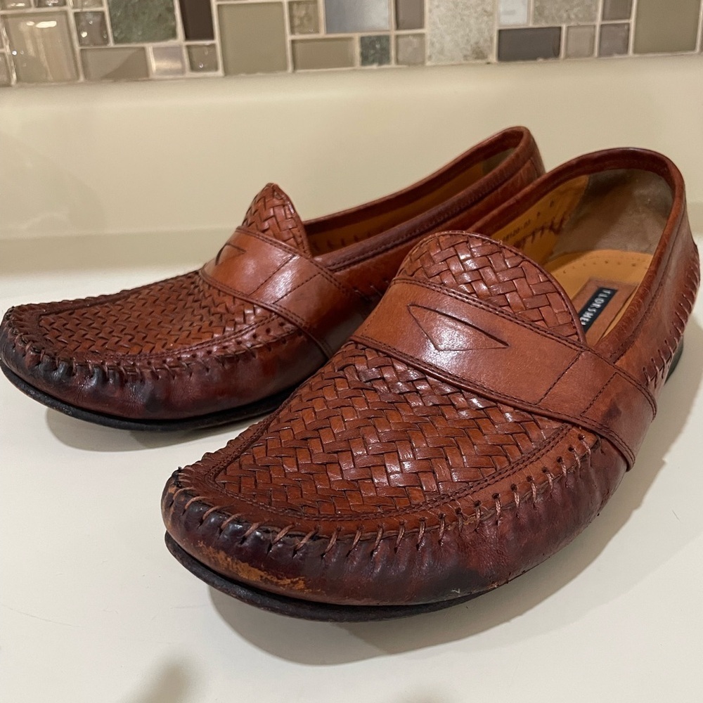 Florsheim Men's Woven Leather Loafers in Rich Brown - Picture 9 of 10